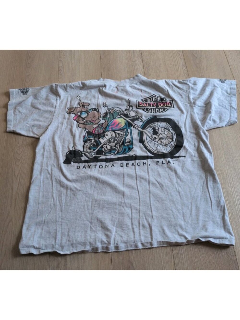 Vintage 1980 Salty Dog Surf Shop "Chopper Motorcycle" Graphic Tee XL